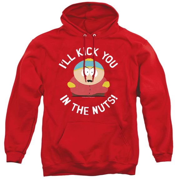 South Park Kick You In The Nuts Unisex Adult Pull-Over Hoodie,Red, Medium
