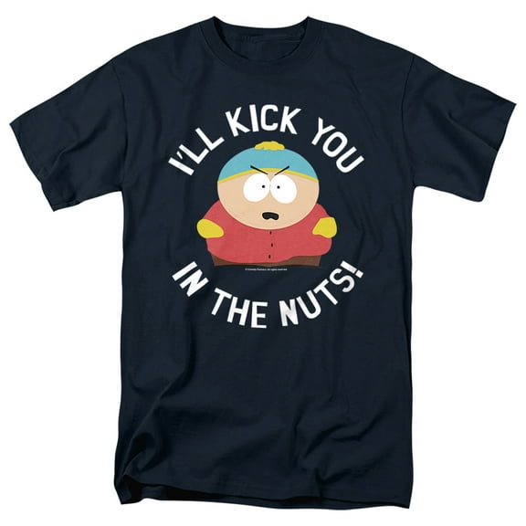 South Park Kick You in The Nuts Unisex Adult T-Shirt, Navy, Small