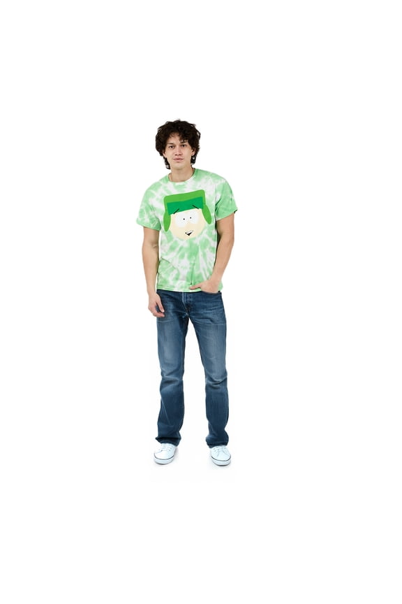 South Park Kyle Adult Green Spiral Tie Dye Short Sleeve Tee - Medium