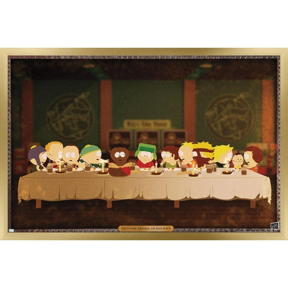 South Park - Last Supper Wall Poster, 14.725" x 22.375" Framed