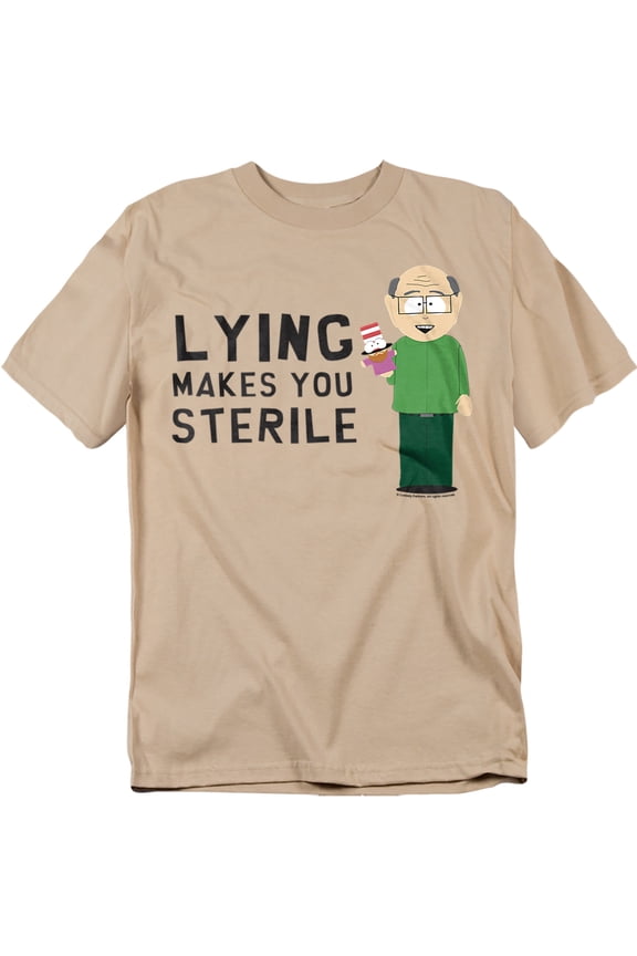 South Park Lying Makes You Sterile Unisex Adult T-Shirt, Sand, Medium