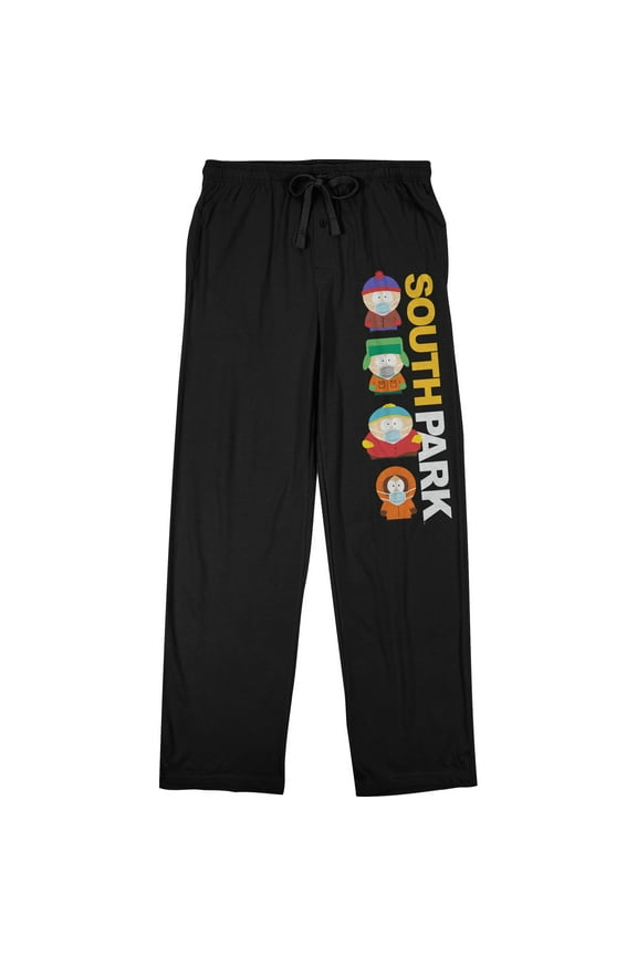 South Park Main Characters Men's Black Sleep Pajama Pants-Large