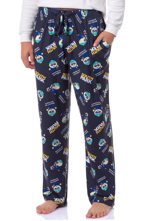 South Park Men's Cartman You Will Respect My Authority Tossed Print Sleep Pajama Pants For Adults