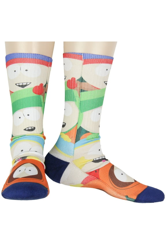 South Park Men's Kenny, Eric, Kyle, And Stan Sublimated Crew Sock