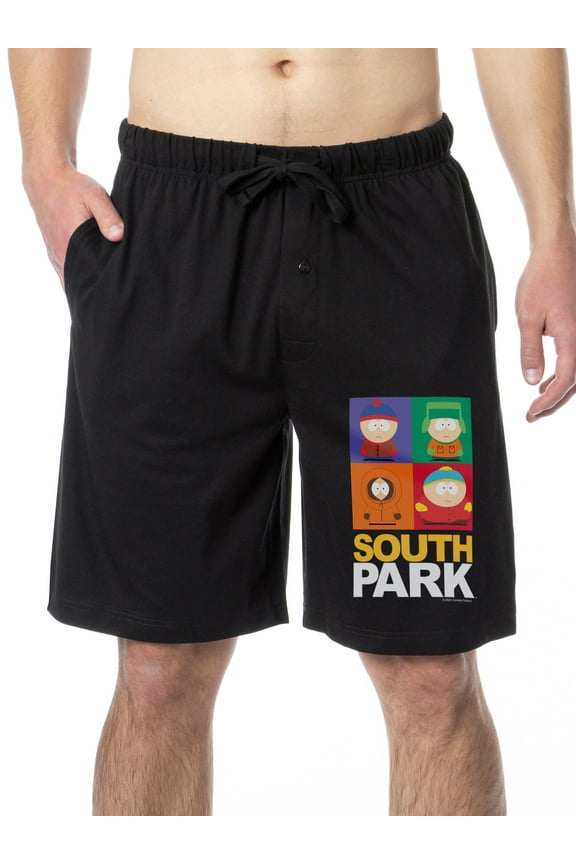 South Park Mens' Square Print Stan Kyle Cartman Kenny Sleep Pajama Shorts