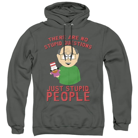 South Park No Stupid Questions Unisex Adult Pull-Over Hoodie,Charcoal, Small