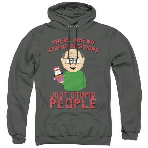South Park No Stupid Questions Unisex Adult Pull-Over Hoodie,Charcoal, X-Large
