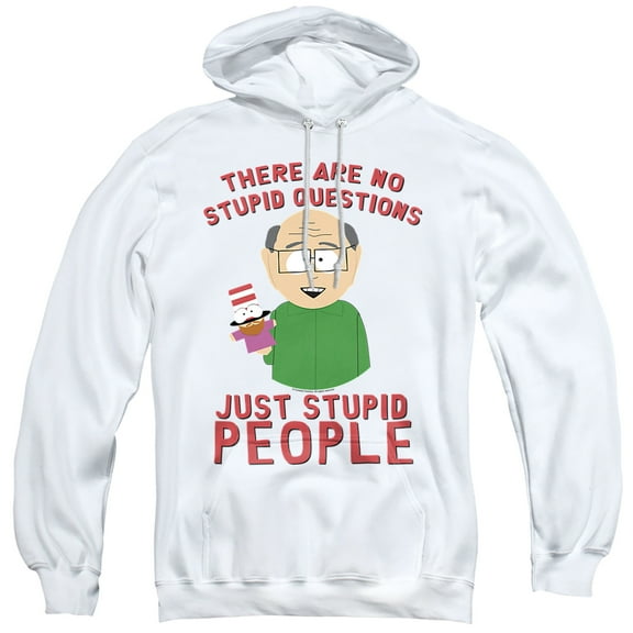 South Park No Stupid Questions Unisex Adult Pull-Over Hoodie,White, Small