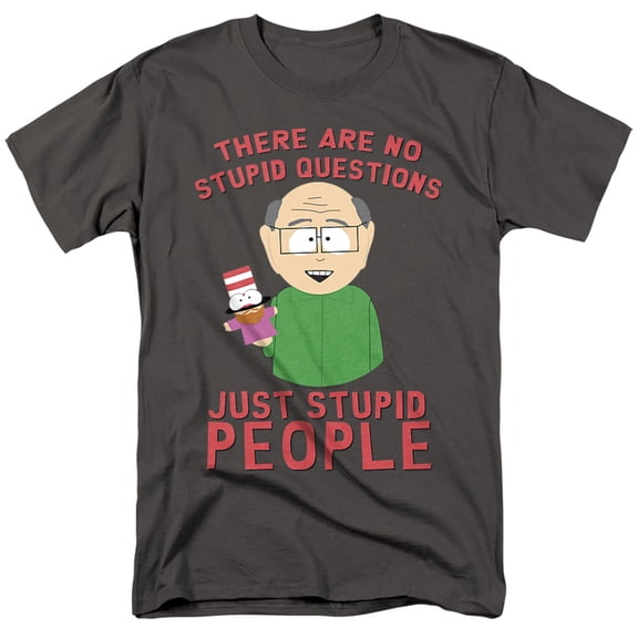 South Park No Stupid Questions Unisex Adult T-Shirt, Charcoal, X-Large