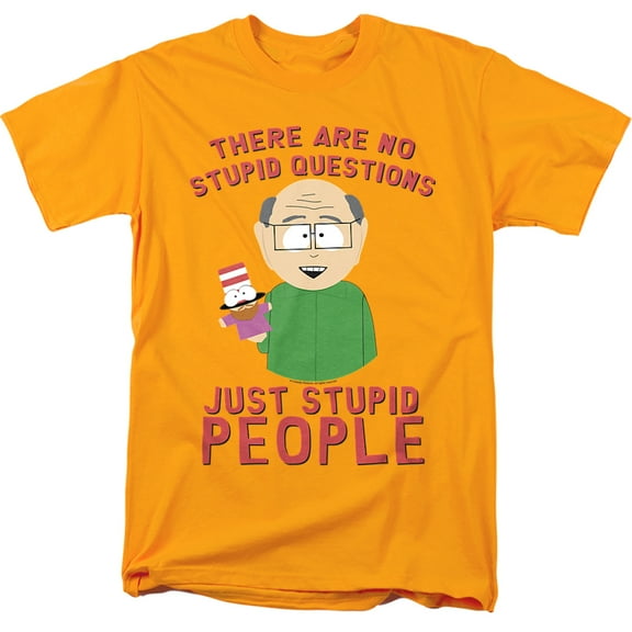 South Park No Stupid Questions Unisex Adult T-Shirt, Gold, Large
