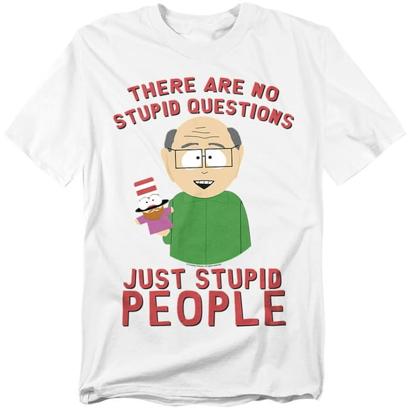 South Park No Stupid Questions Unisex Adult T-Shirt, White, Large