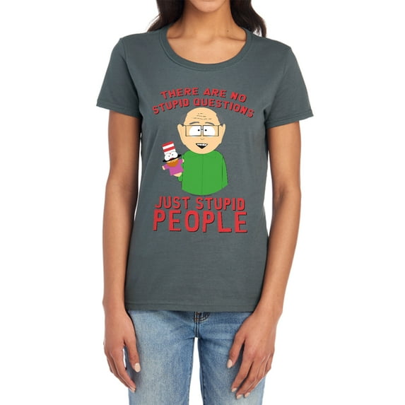 South Park No Stupid Questions Women's T Shirt,Charcoal, Small