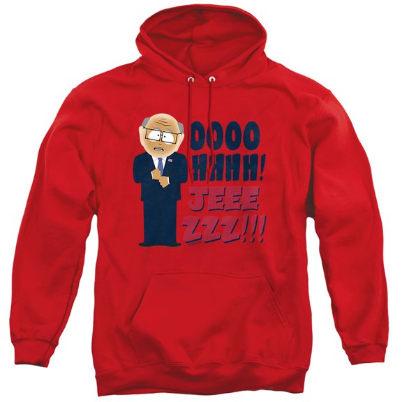 South Park Oh Jeez Unisex Adult Pull-Over Hoodie,Red, X-Large