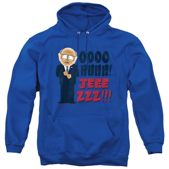South Park Oh Jeez Unisex Adult Pull-Over Hoodie,Royal, 2X-Large