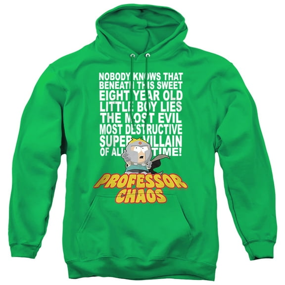 South Park Professor Chaos Unisex Adult Pull-Over Hoodie,Kelly Green, Large