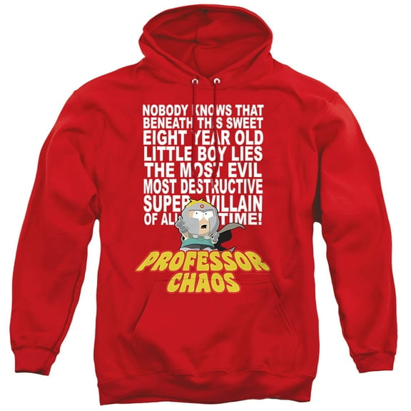 South Park Professor Chaos Unisex Adult Pull-Over Hoodie,Red, Medium