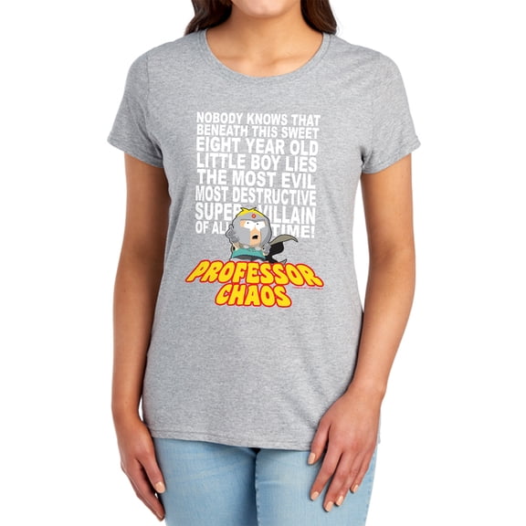 South Park Professor Chaos Women's T Shirt,Athletic Heather, Large