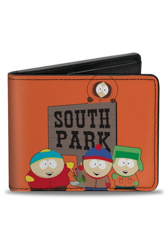Comedy Central Wallet, Bifold, South Park Sign Group Pose Orange, Vegan Leather