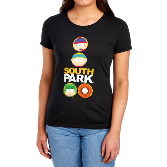 South Park Solid Circles Women's T Shirt,Black, Medium