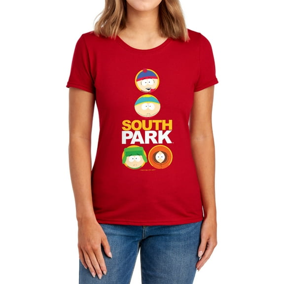 South Park Solid Circles Women's T Shirt,Red, X-Large