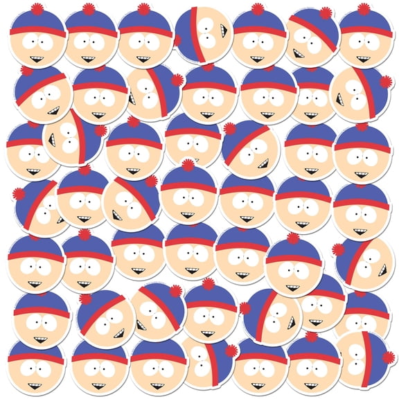 South Park Stan Face Sticker Pack – Die-Cut Vinyl Large Deluxe Stickers Variety Pack for Laptop, Water Bottle, Scrapbooking, Tablet & Indoor Use – Set of 50