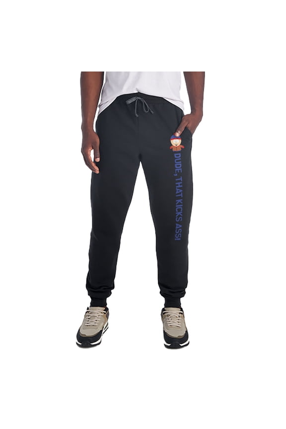 Stan Kicks Ass Unisex Jogger Sweatpants with Pockets for Men and Women, Black, Medium