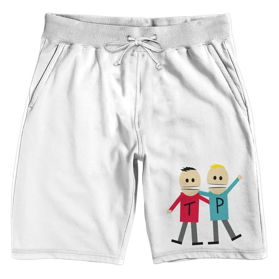 South Park Terrance And Phillip Men's White Sleep Pajama Shorts-Medium