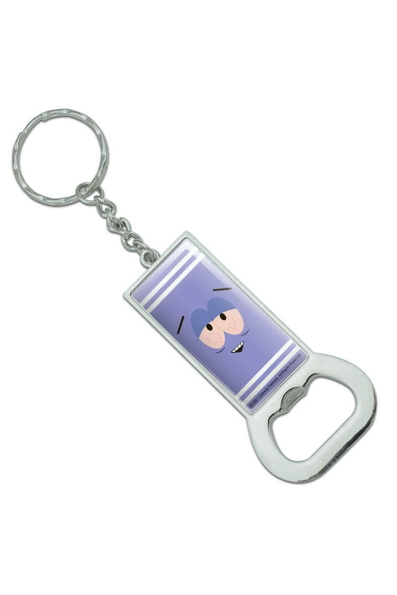 Towlie Keychain Rectangle Chrome Plated Metal Bottle Cap Opener