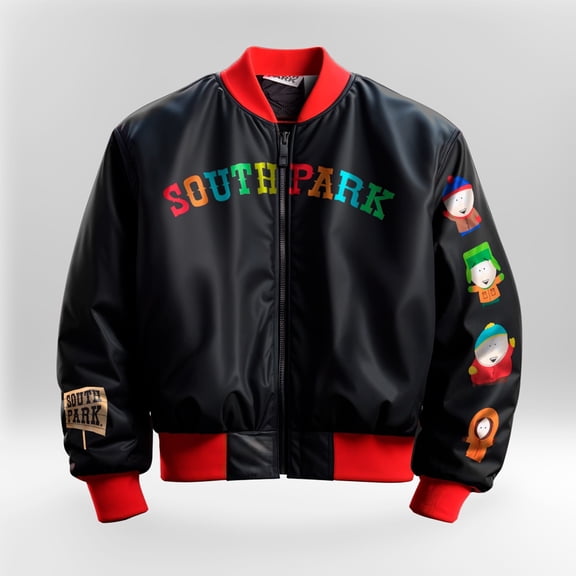 South Park Varsity Bomber Jackets for Men South Park Graphic Print Lightweight Varsity Jackets Casual Fashion Coats (Size S-XL)