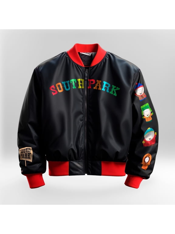 Varsity Bomber Jackets for Men South Park Graphic Print Lightweight Varsity Jackets Casual Fashion Coats (Size S-XL)