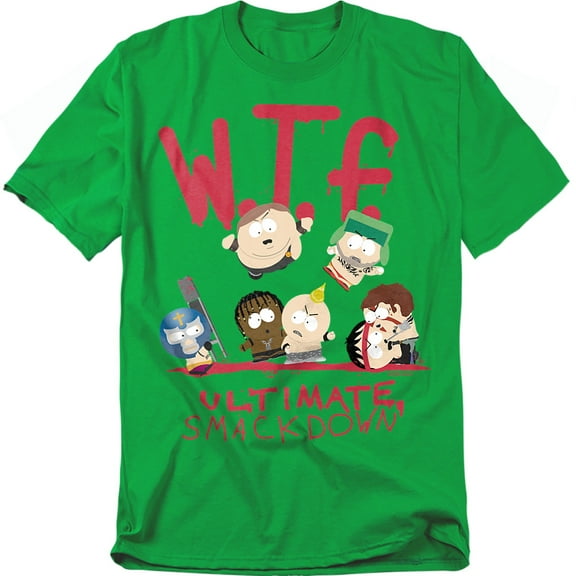South Park WTF Ultimate Smackdown Unisex Adult T-Shirt, Kelly Green, Large