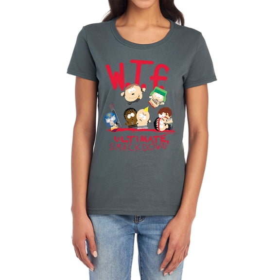 South Park WTF Ultimate Smackdown Women's T Shirt,Charcoal, X-Large