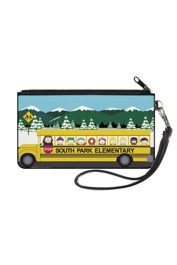 South Park Wallet, Zip Pouch, South Park Elementary School Bus Group Pose Mountain Scene, Canvas