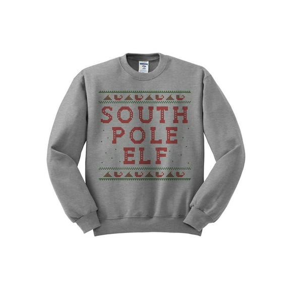 South Pole Elf Christmas Sweatshirt 2X-Large Grey