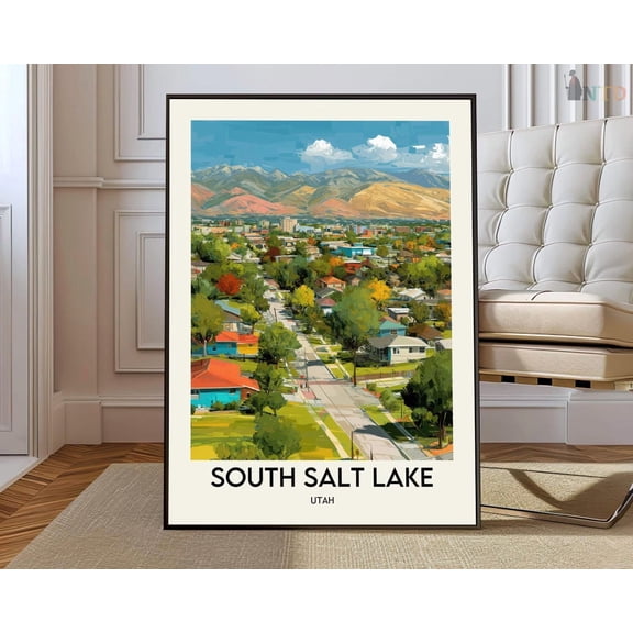 South Salt Lake Utah Poster, Wasatch Front City Wall Art