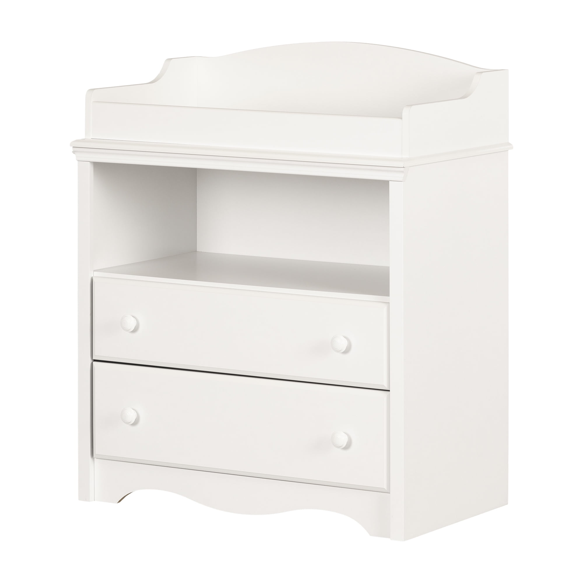 Pure White Wooden Changing Table Dresser with Drawers