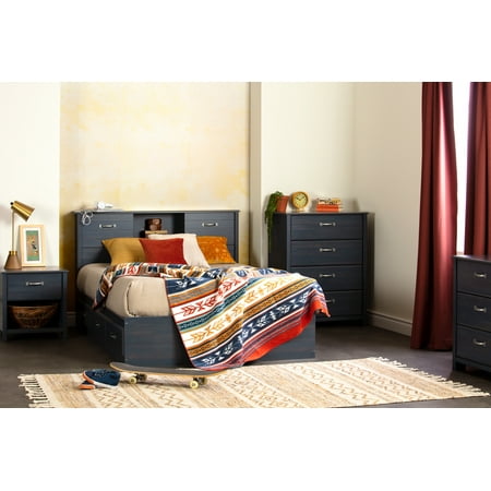 South Shore Asten Traditional 1-Drawer Nightstand with Storage, Blueberry