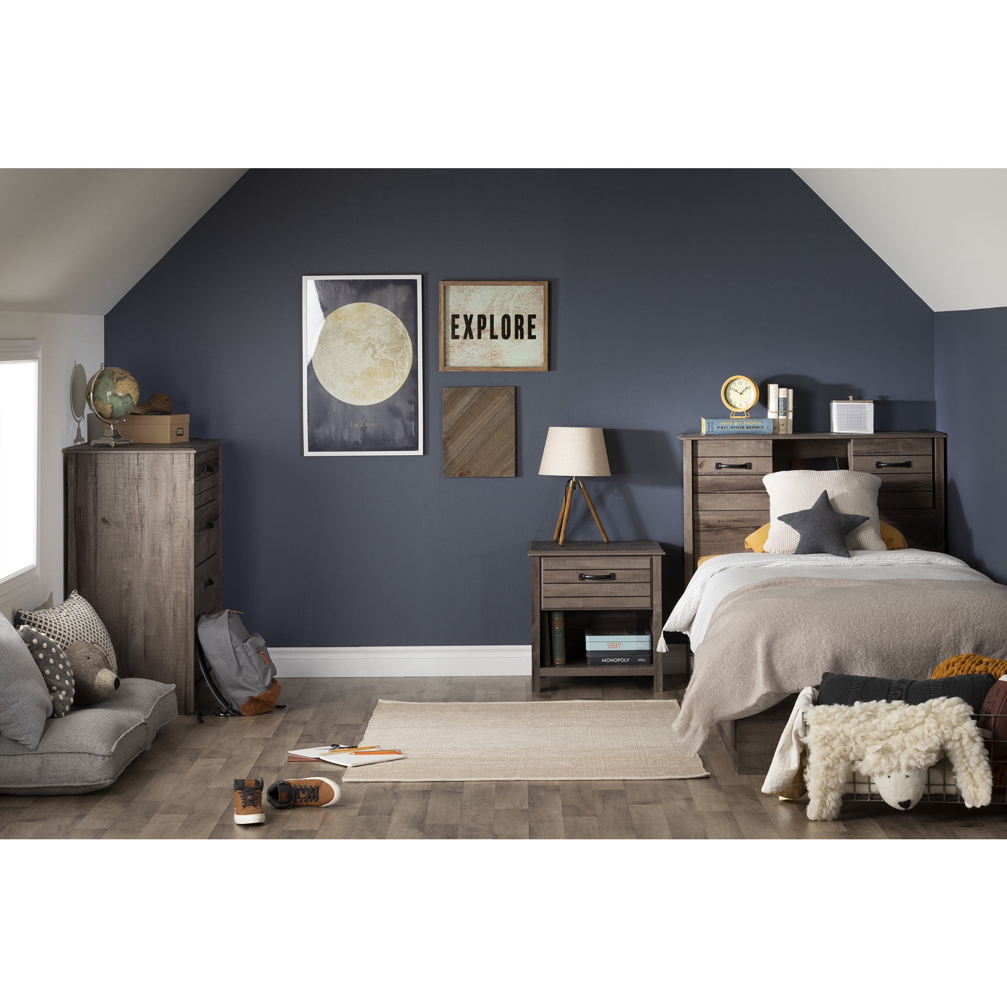 Fall Oak Horizontal Dresser with Extra Deep Drawers and Antique Silver Hardware
