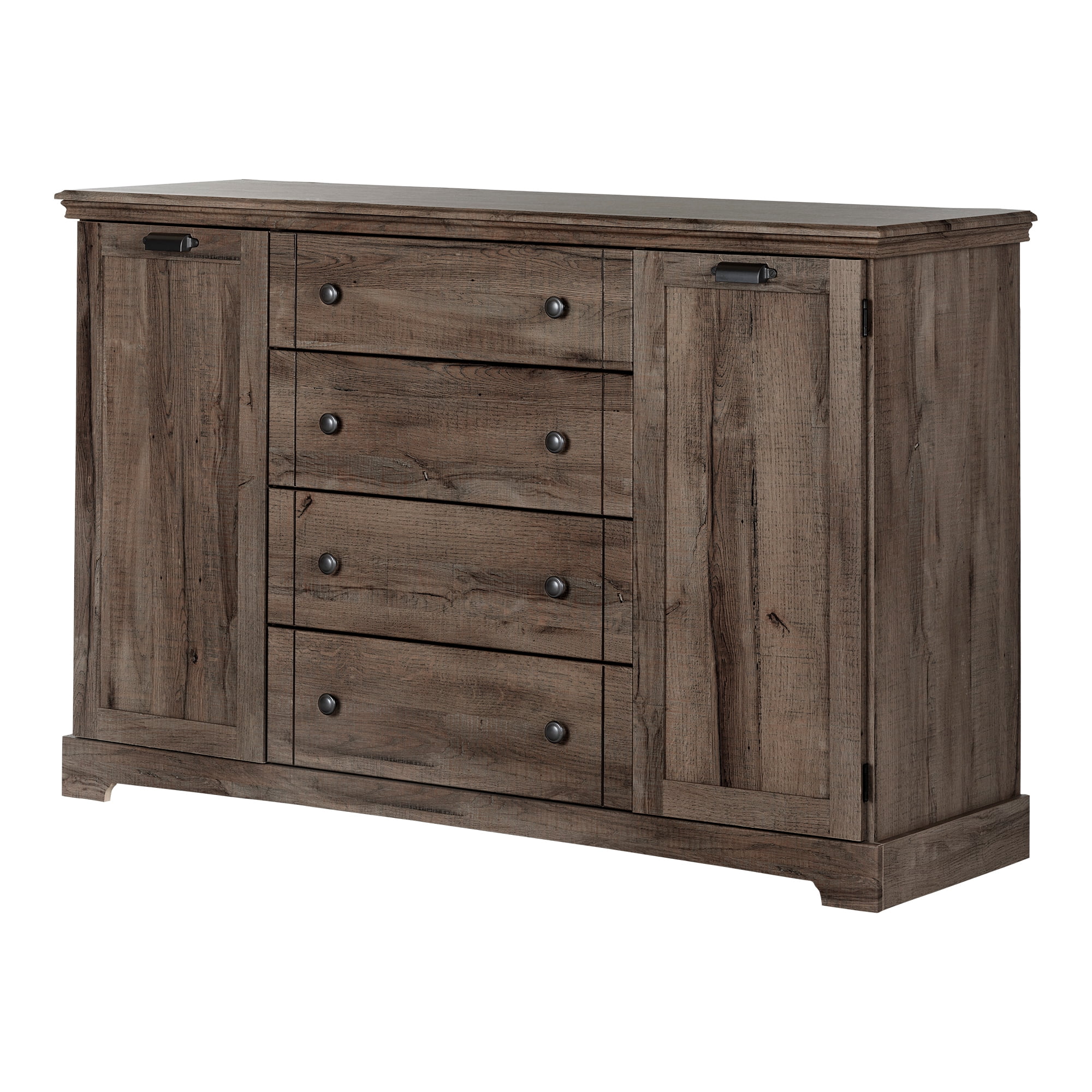 Cottage Charm Fall Oak Vertical Dresser with Deep Drawers and Shelves