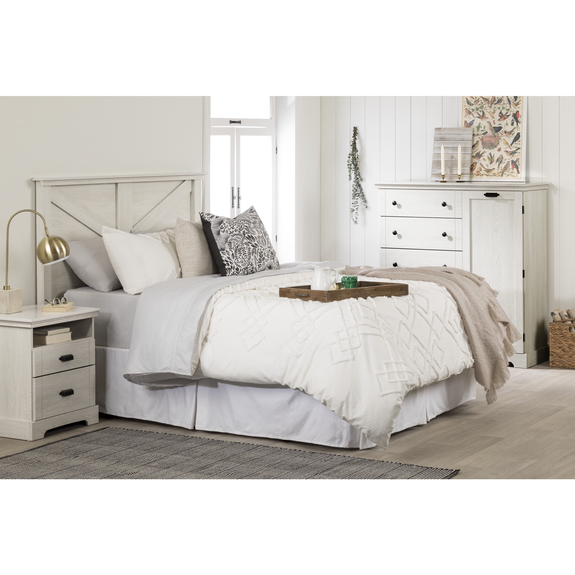 Avilla Modern Winter Oak 2-Drawer Nightstand with Open Cubby