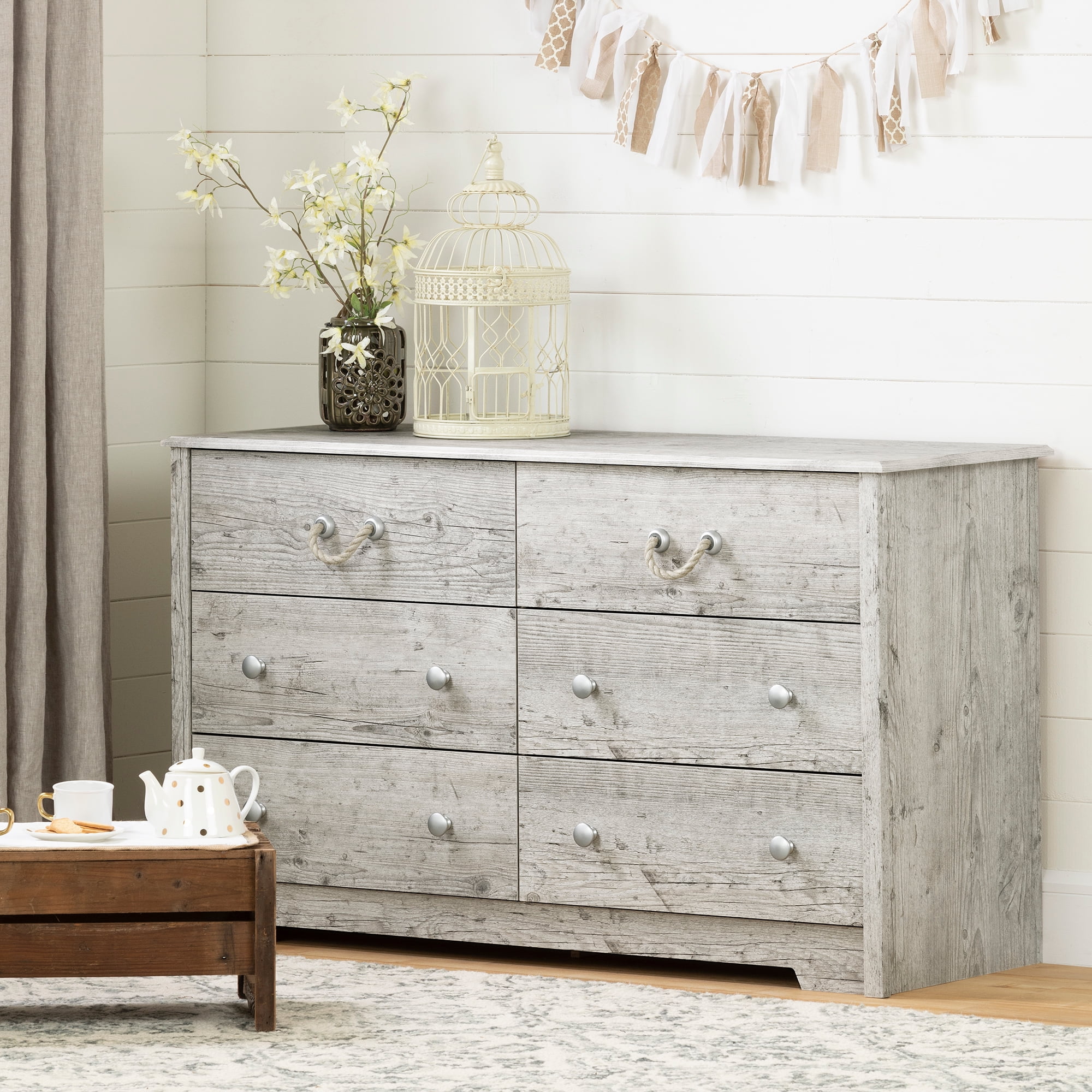White Coastal Double Dresser with Soft Close Drawers