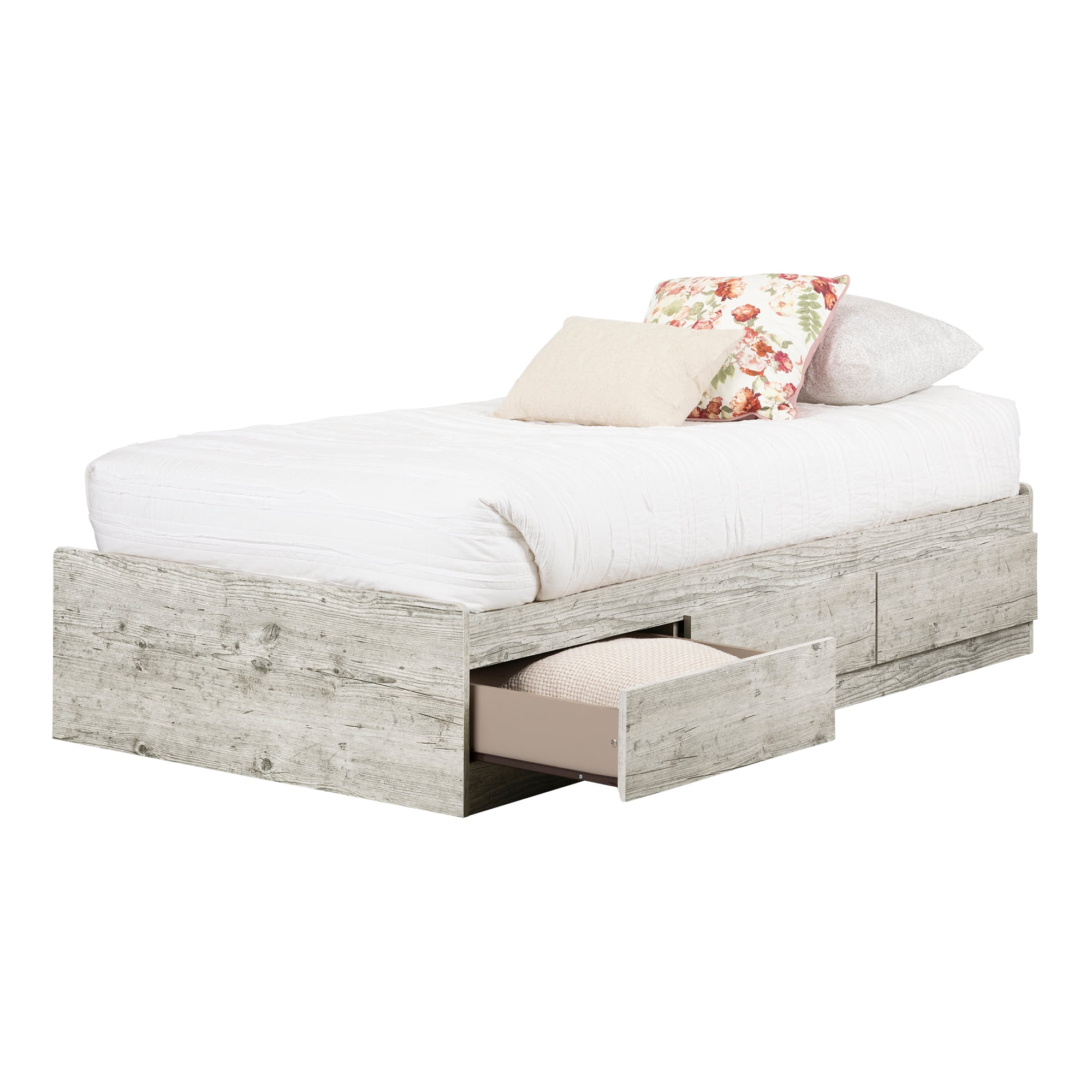 Seaside Pine Twin Captain's Bed with 3 Storage Drawers