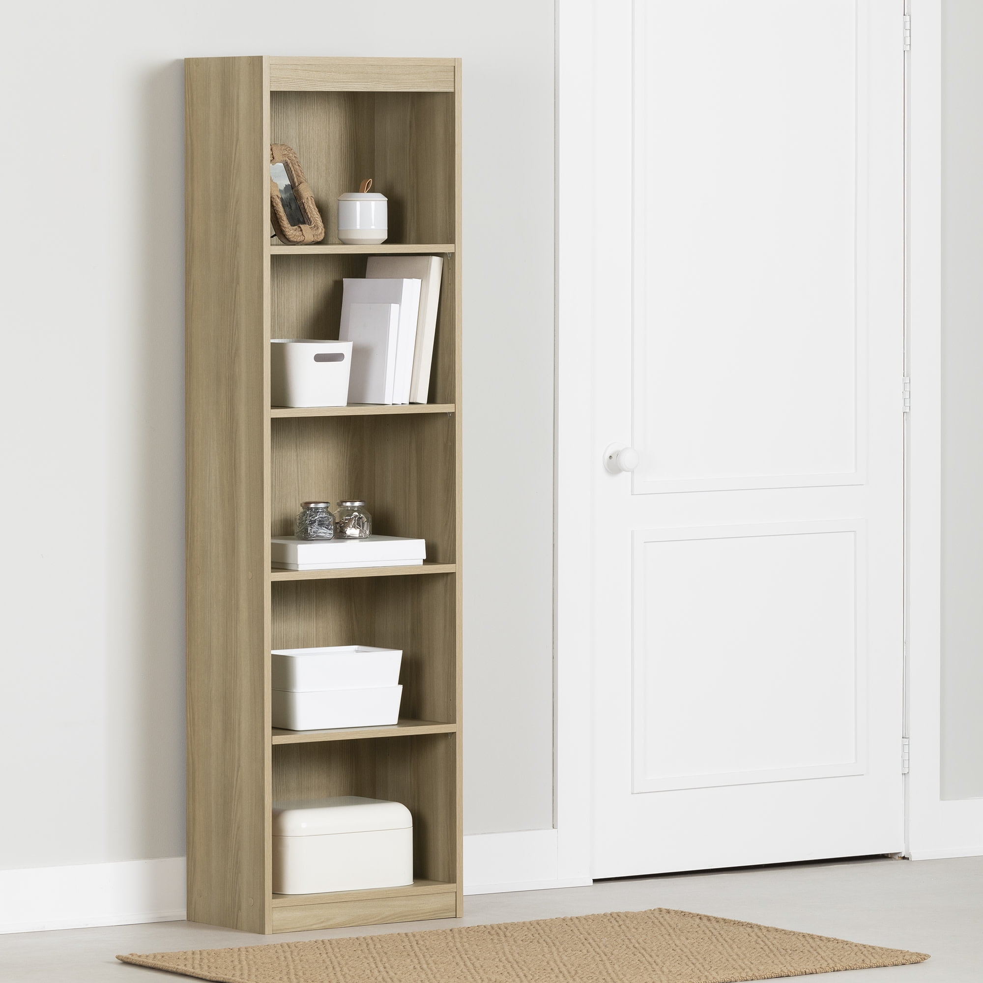 Natural Ash Adjustable 68.75" Tall Wooden Bookcase