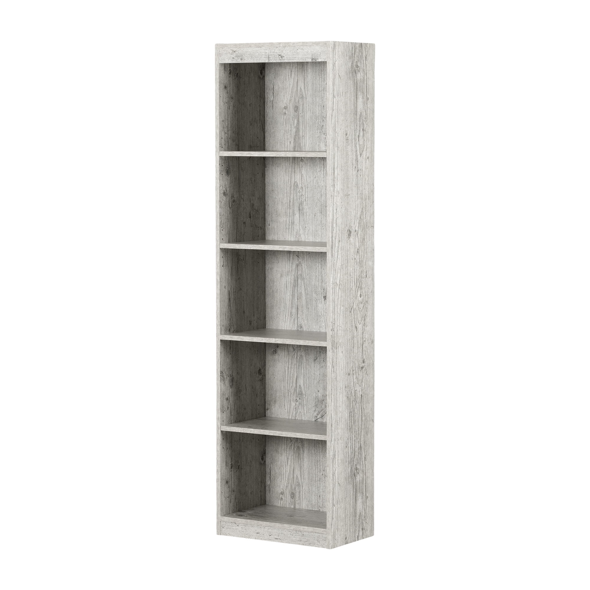 Seaside Pine Adjustable 5-Shelf Narrow Bookcase