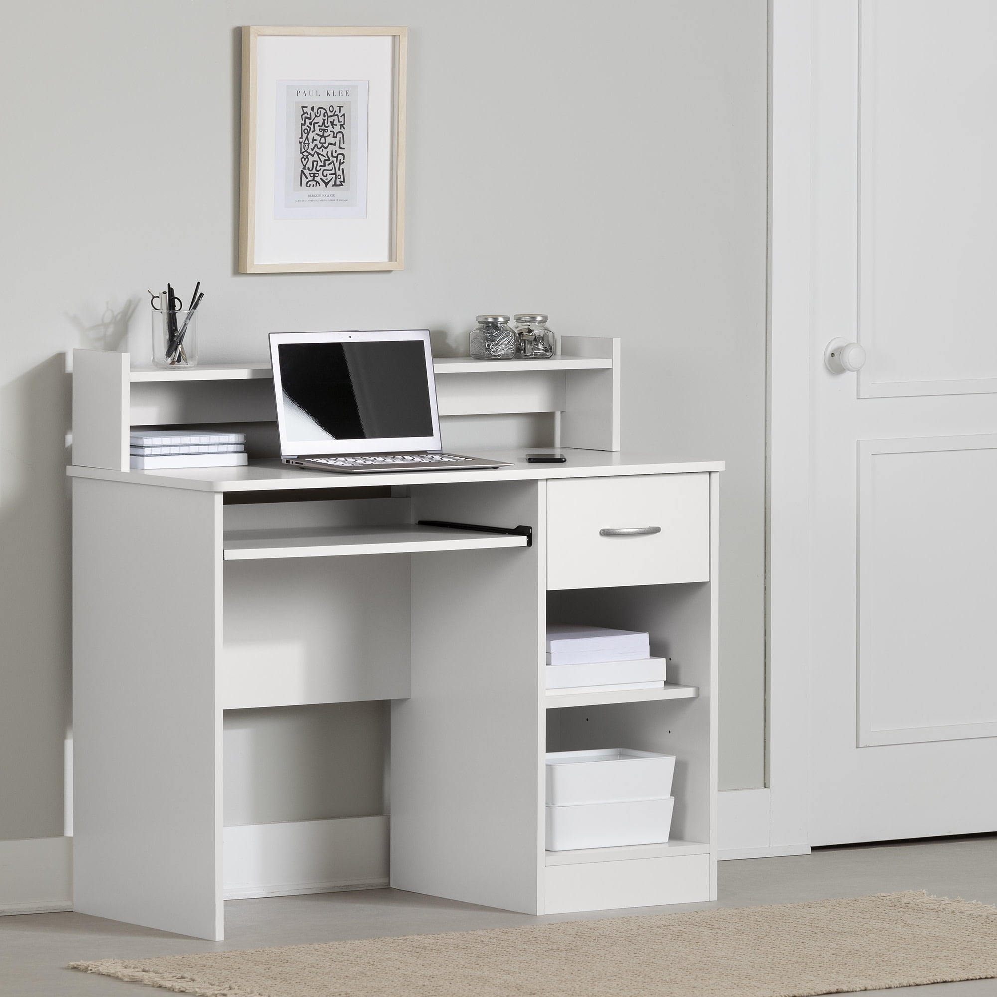 South Shore Axess 44 W Computer Desk With Storage Pure White