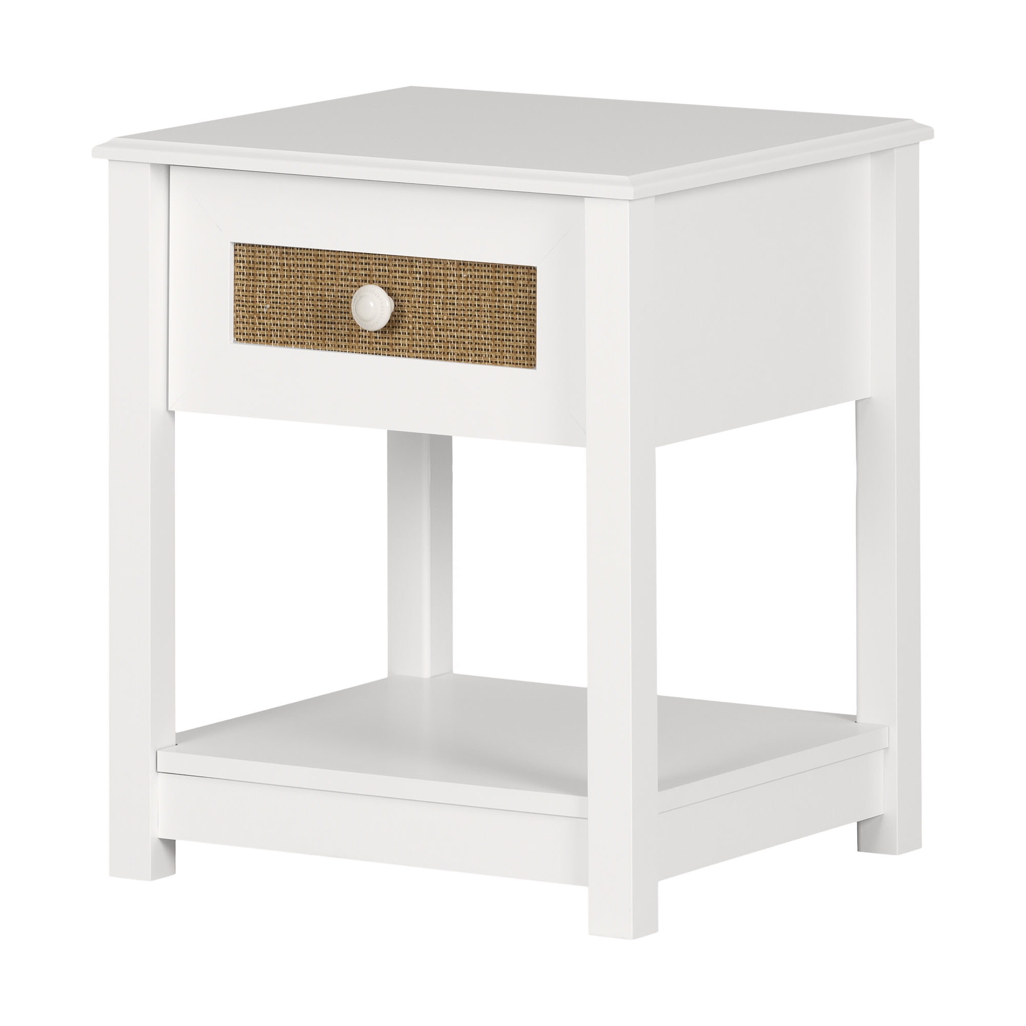 South Shore Balka, Bohemian Harmony 1-Drawer Nightstand, White and Faux ...