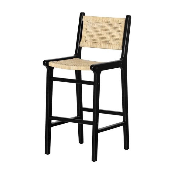 South Shore Balka, Bohemian Harmony Rattan Stool, Rattan and Black