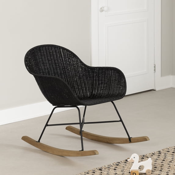 South Shore Balka, Bohemian Harmony Rocking Chair, Black Rattan