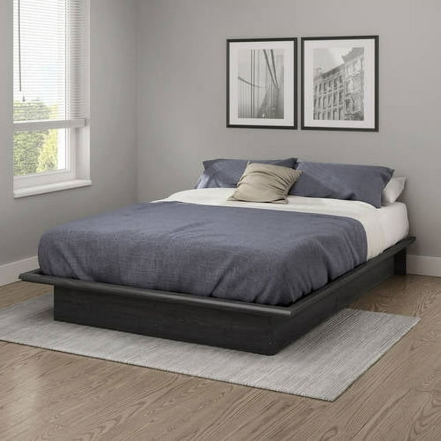 South Shore Basics Full Platform Bed with Molding, 54'', Gray Oak