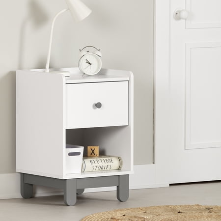 South Shore Bebble Nightstand, Soft Gray and White